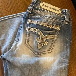 Rock Revival Faded Denim Jeans with Embroidered Pockets